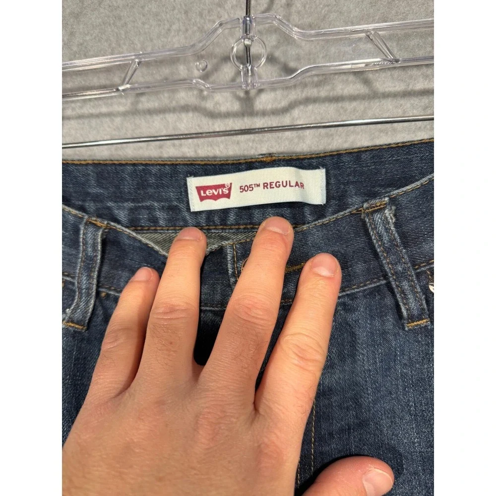 Levi's 505 Regular Fit Jeans Dark‎ Wash Denim Pants Classic Style Size 14 Husky